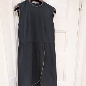 Verena Modelle Women's Vintage Black Midi Dress Gold Trim Size 12
